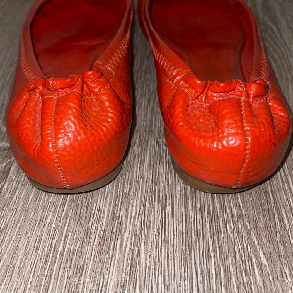 Tory Burch Reva leather orange ballet flats size 6 business casual